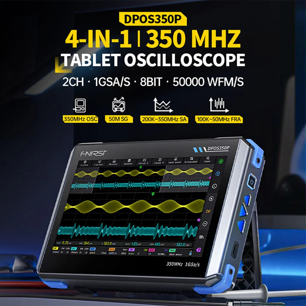 FNIRSI® DPOS350P 4-IN-1 350MHz 1GSPS Tablet Oscilloscope Signal Generator Spectrum Analyzer Frequency Response Analyzer