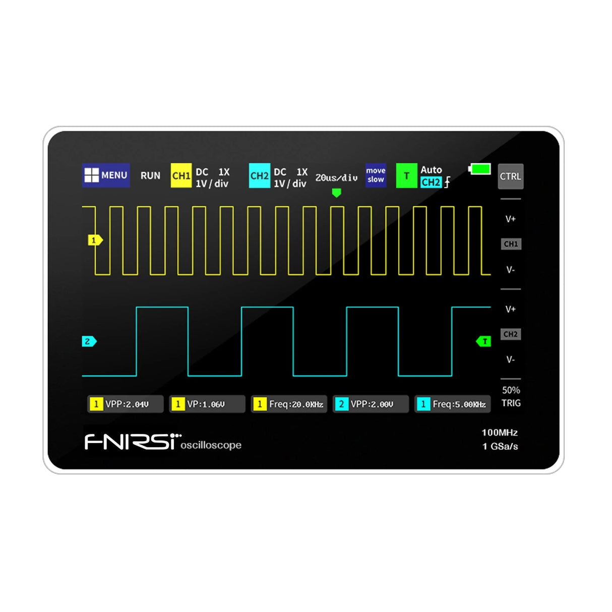 FNIRSI® 1013D Tablet Dual Channel 100MHz 1GS/s Touchable Panel Oscilloscope