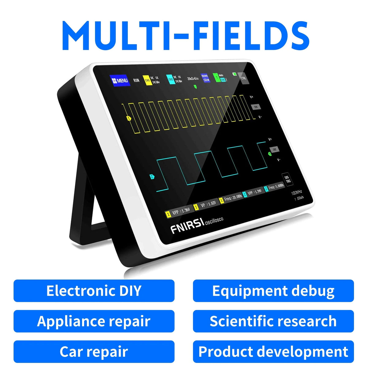 FNIRSI® 1013D Tablet Dual Channel 100MHz 1GS/s Touchable Panel Oscilloscope