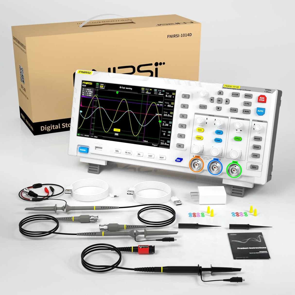 FNIRSI® 1014D 2-IN-1 Dual Channel 100MHz 1GS/s Digital Oscilloscope Signal Generator