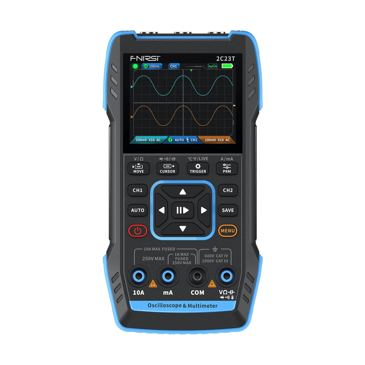 FNIRSI® 2C23T Handheld Dual Channel 3-in-1 10MHz 50MS/s Oscilloscope Multimeter DDS Function Generator