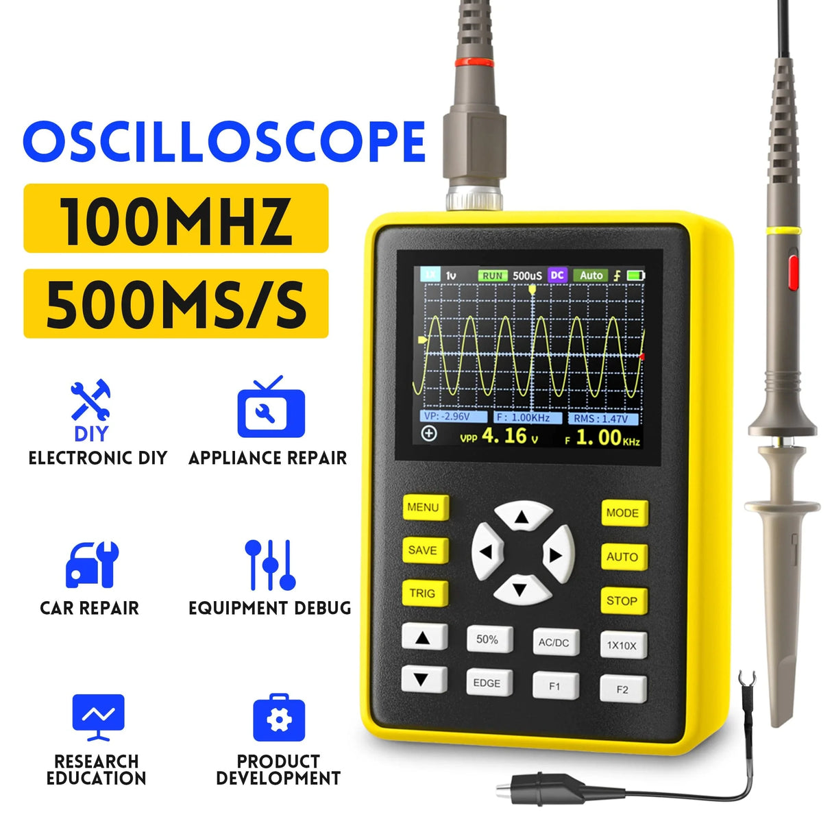 FNIRSI® 5012H 100MHz 500MS/s Digital Handheld Pocket Oscilloscope