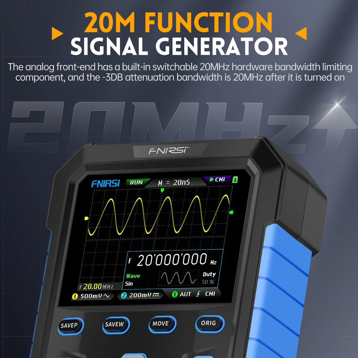 FNIRSI® DPOX180H 2-IN-1 Dual Channel 180MHz 500MS/s Digial Phosphor Oscilloscope Signal Generator