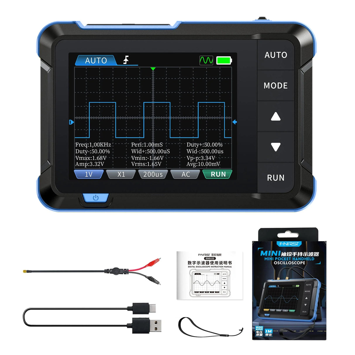 FNIRSI® DSO-153 2-IN-1 Mini 1MHz 5MS/s Digital Oscilloscope Waveform Generator