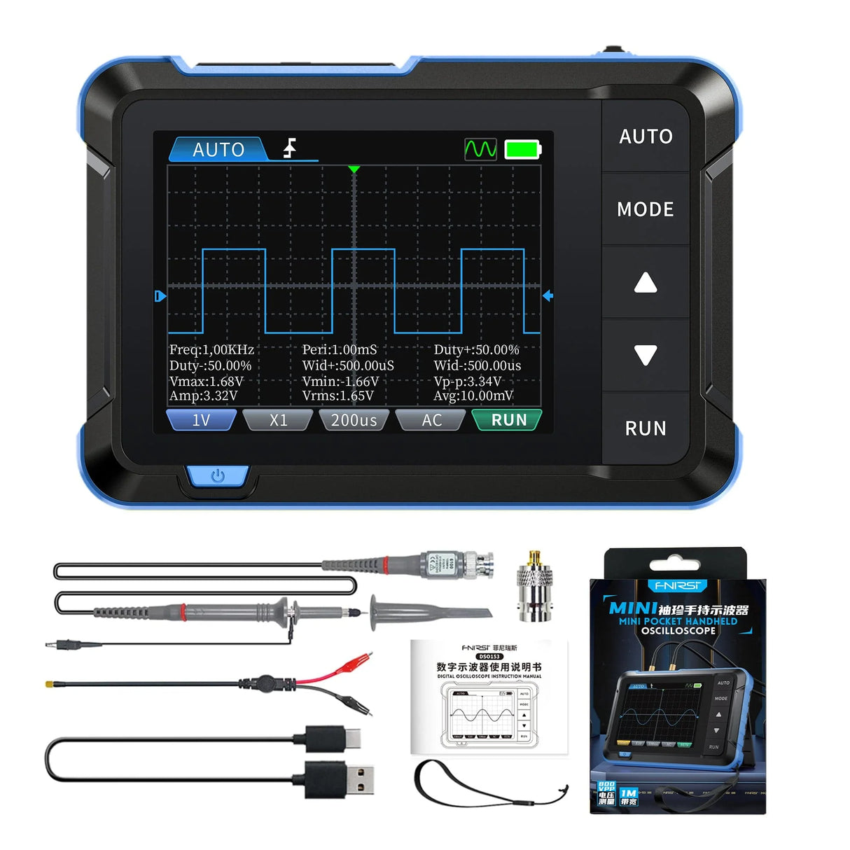 FNIRSI® DSO-153 2-IN-1 Mini 1MHz 5MS/s Digital Oscilloscope Waveform Generator