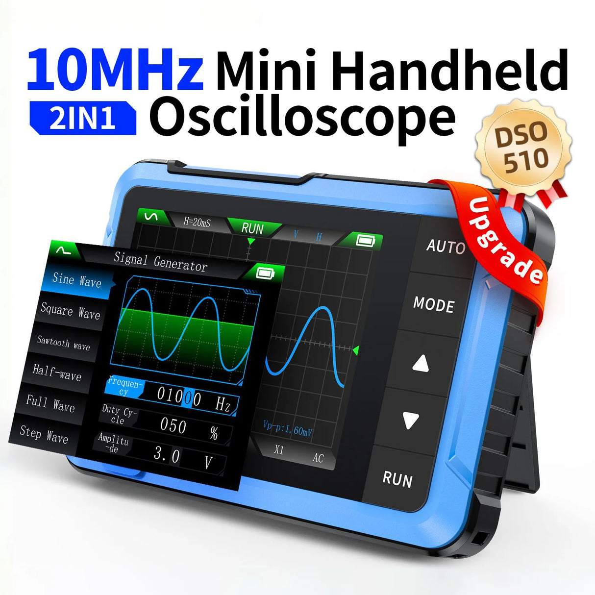 FNIRSI® DSO-510 10MHz 48MS/s Mini Handheld Digital Oscilloscope Signal Generator