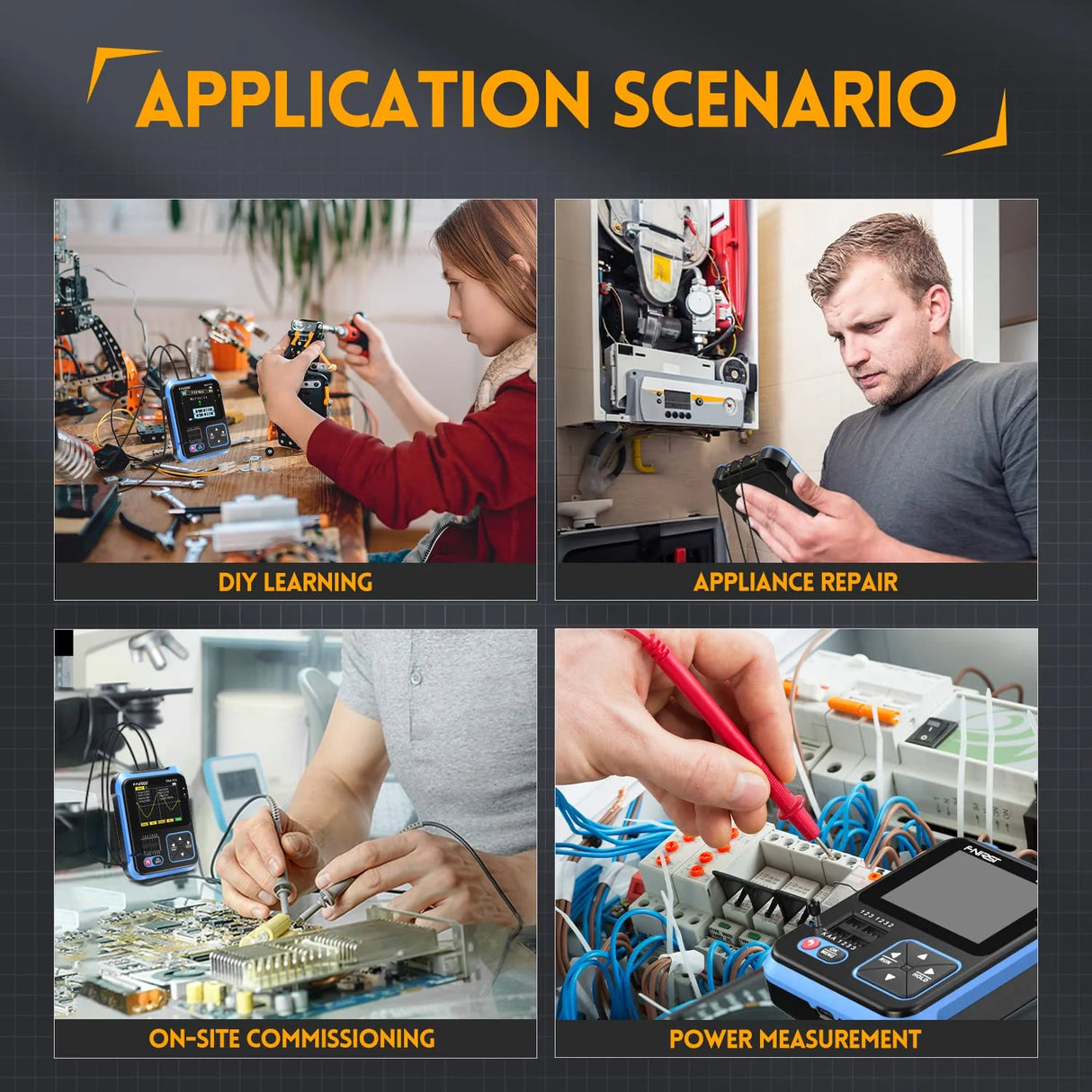 FNIRSI® DSO-TC3 3-IN-1 Handheld 500KHz 10MS/s Digital Oscilloscopes Signal Generator Transistor Tester