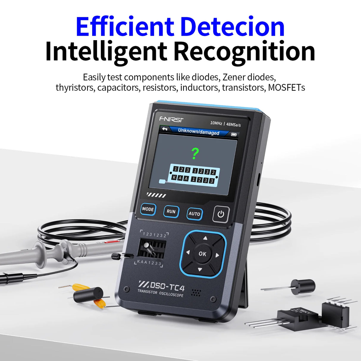 FNIRSI® DSO-TC4 3-IN-1 10MHz 48MSa/s Digital Oscilloscope Transistor Tester Signal Generator