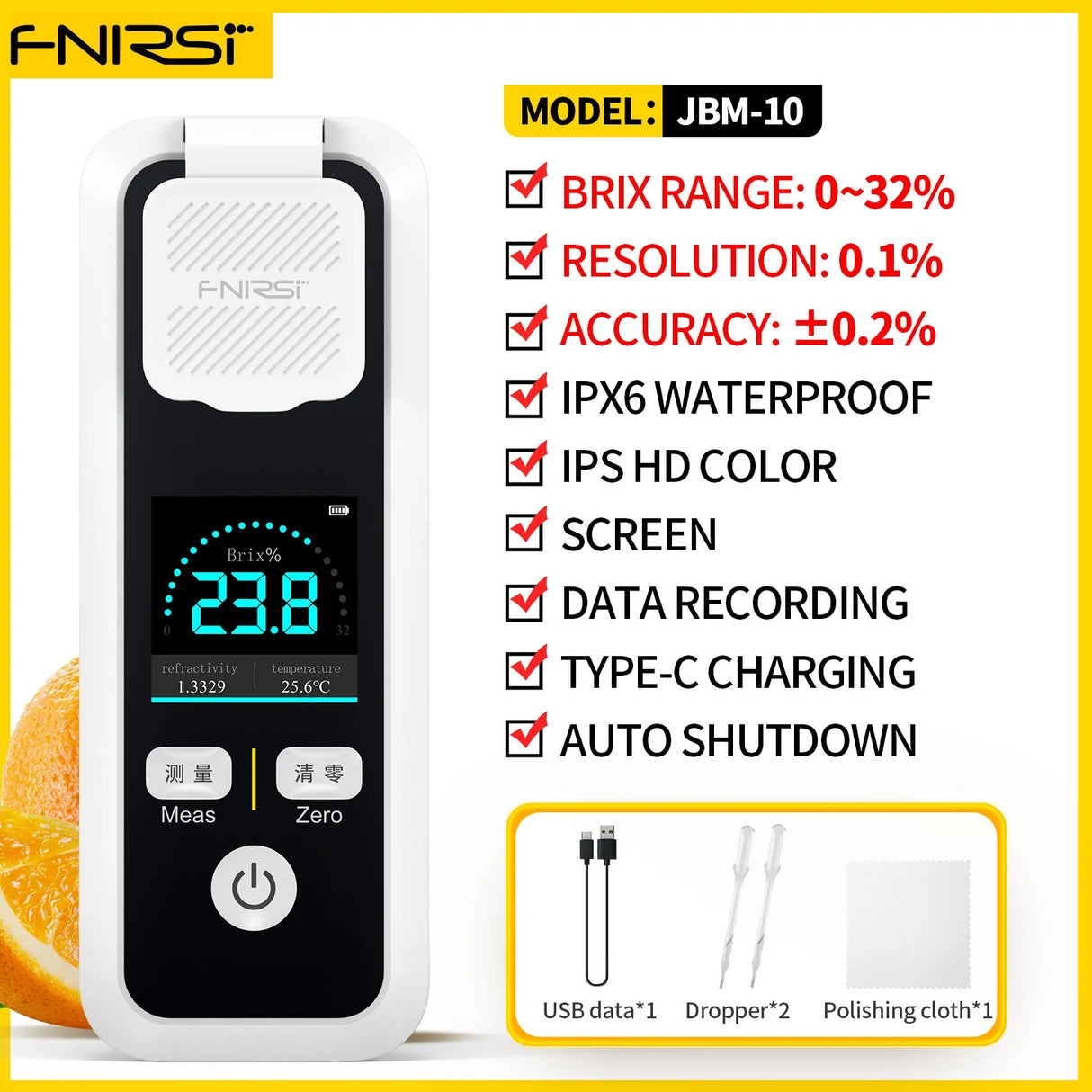 FNIRSI® JBM-10 / JBM-20 Digital Brix Refractometer