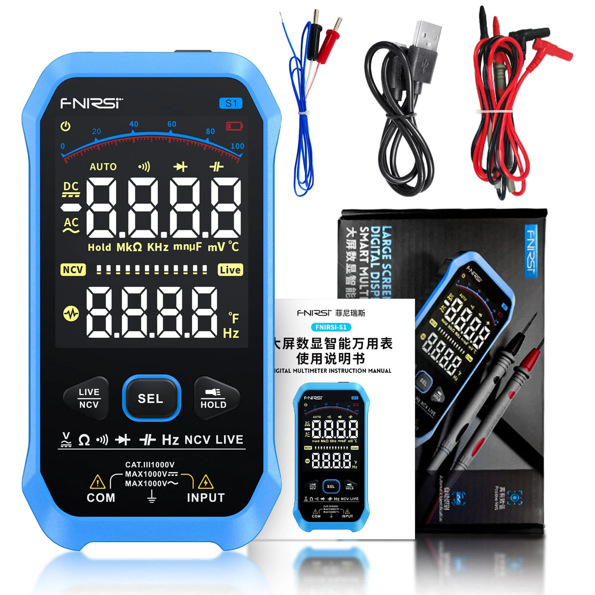 FNIRSI® S1 Large Screen Digital Display Smart Multimeter