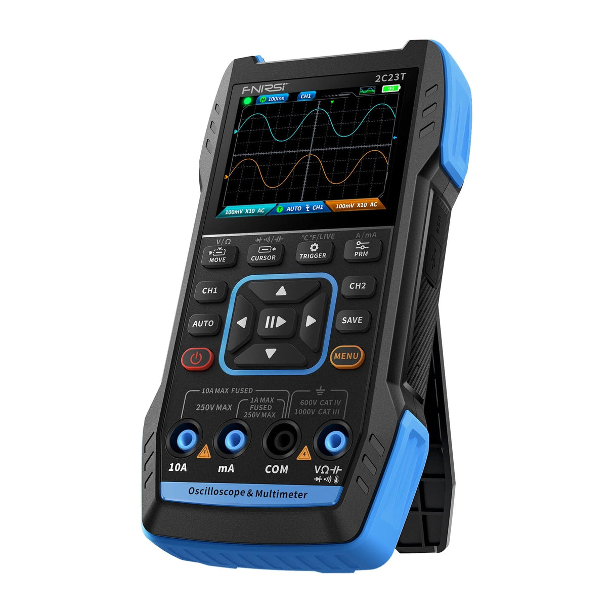 FNIRSI® 2C23T Handheld Dual Channel 3-in-1 10MHz 50MS/s Oscilloscope Multimeter DDS Function Generator