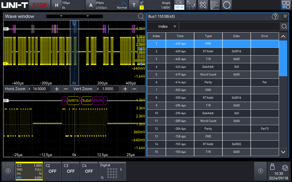 UNI-T MSO3000HD-MIL1553