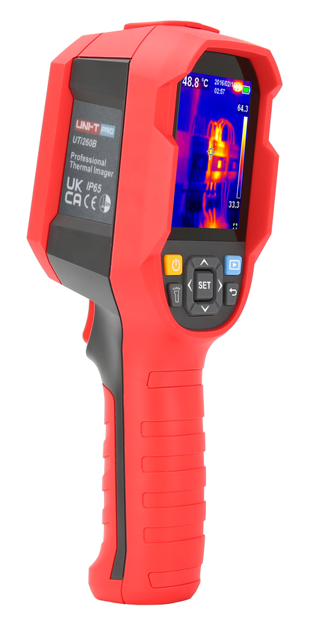 UTi260B, part of the UNI-T heavy-duty thermal camera series, combines cost-effectiveness with a wide -20°C to 550°C temperature range. Featuring a higher 256x192 pixel IR resolution, 7 color palettes, and 4 display modes. Rugged, user-friendly, and IP65 rated with 2m drop test durability.